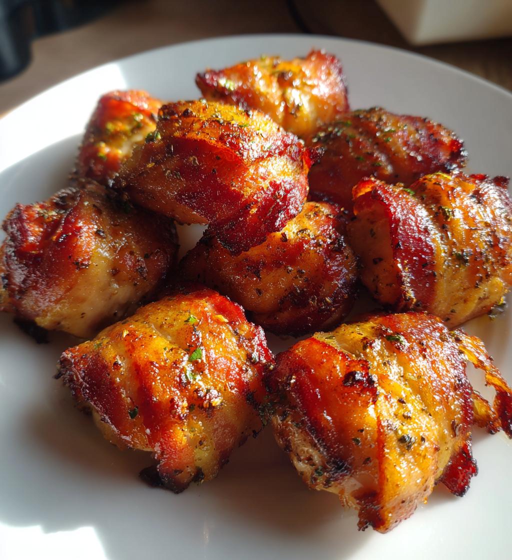 15-Minute Air Fryer Bacon-Wrapped Chicken Bites