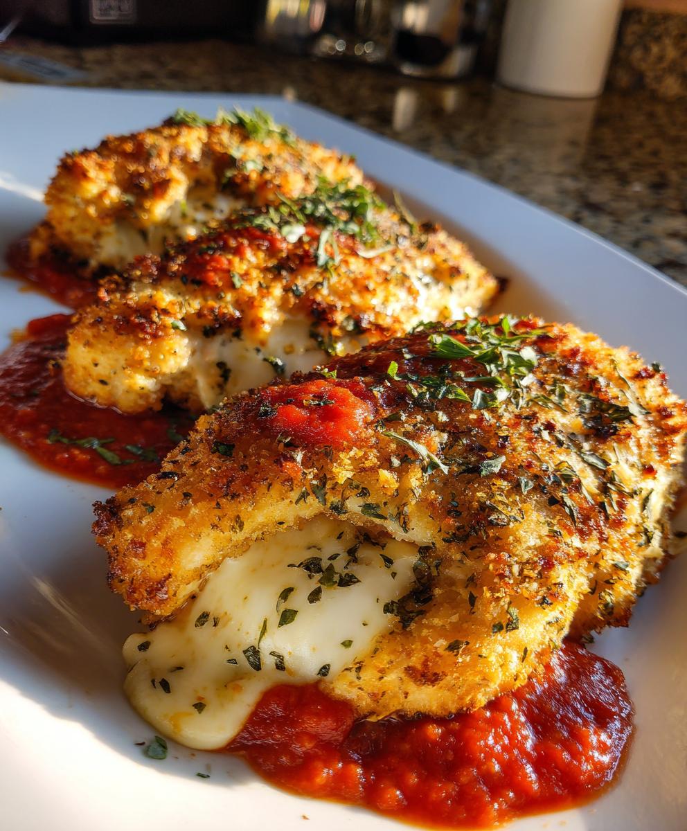 Air Fryer Mozzarella-Stuffed Chicken Parmesan
