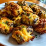 Air Fryer Mushrooms & Cheese Casserole Bites