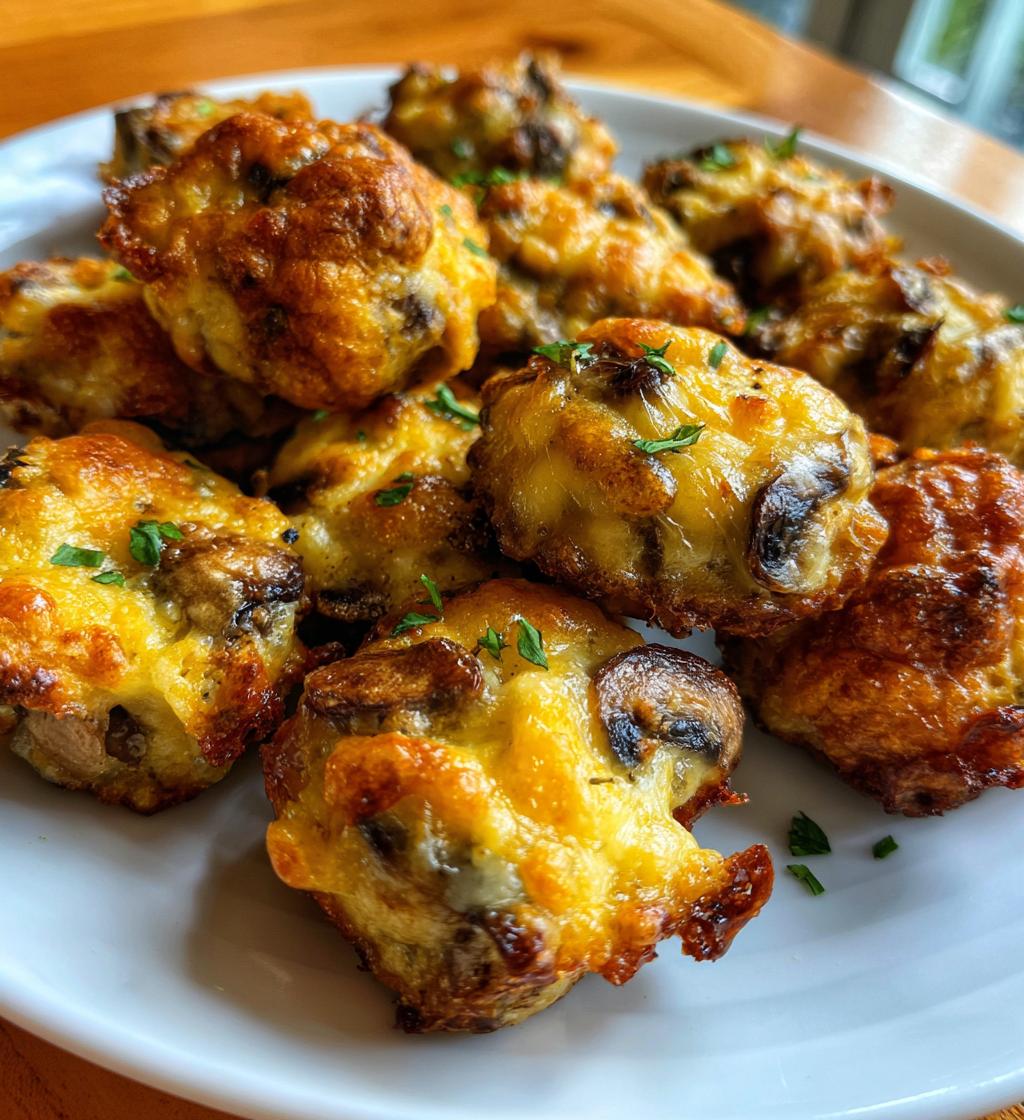 Air Fryer Mushrooms & Cheese Casserole Bites