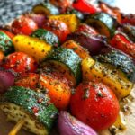 Healthy Air Fryer Mediterranean Veggie Skewers