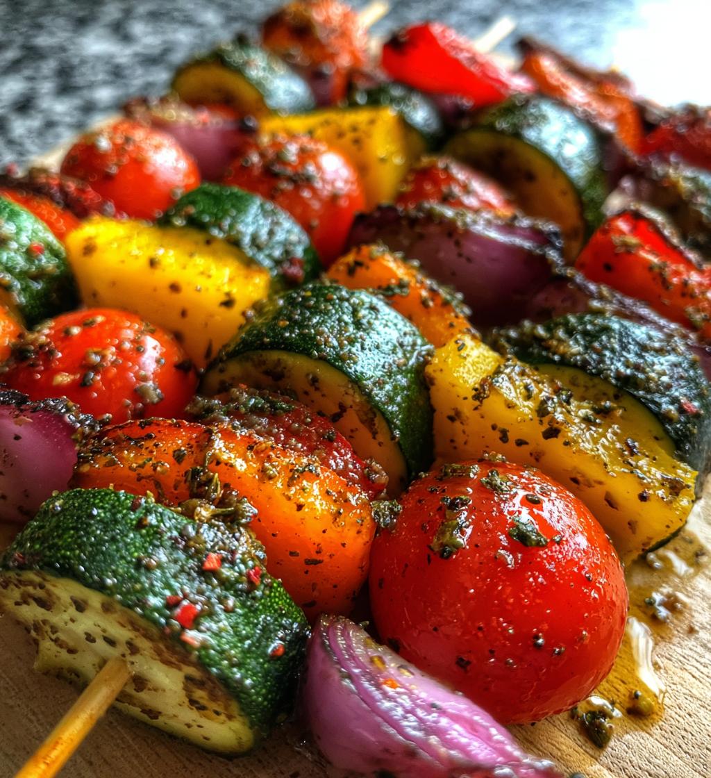 Healthy Air Fryer Mediterranean Veggie Skewers