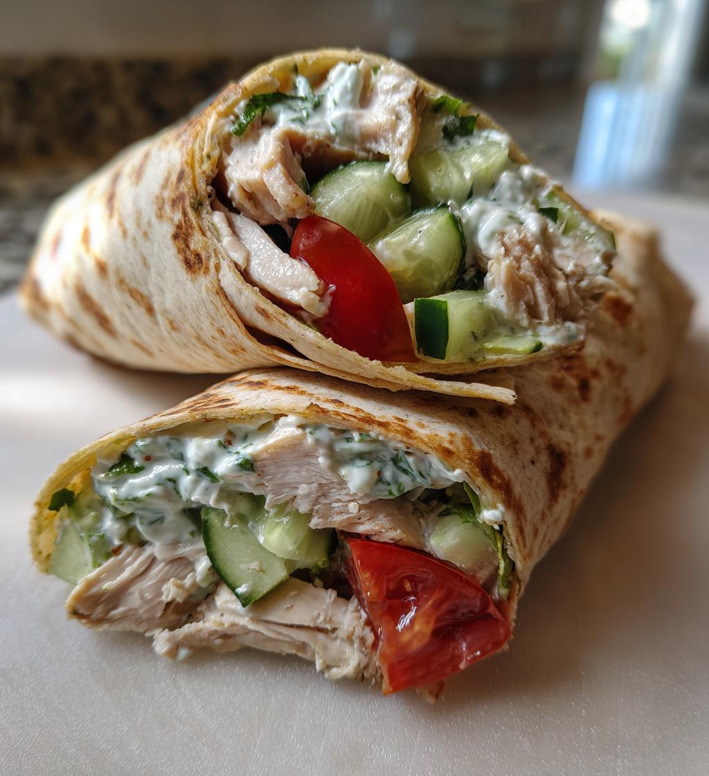 Chicken Tzatziki Wraps with Cucumber Tomato Salad - detail 1