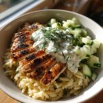 Greek Chicken Bowls with Orzo and Tzatziki