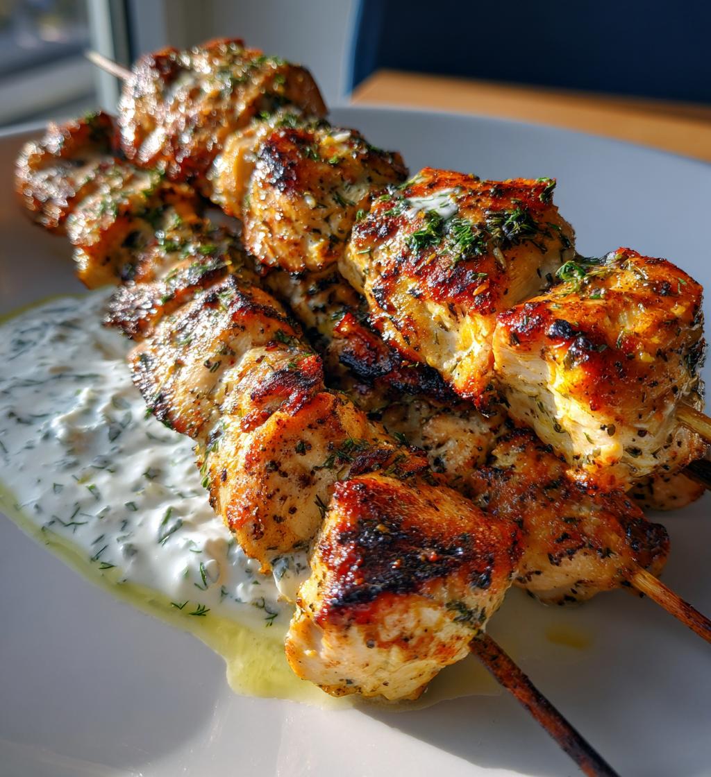 Greek Chicken Souvlaki with Tzatziki Sauce