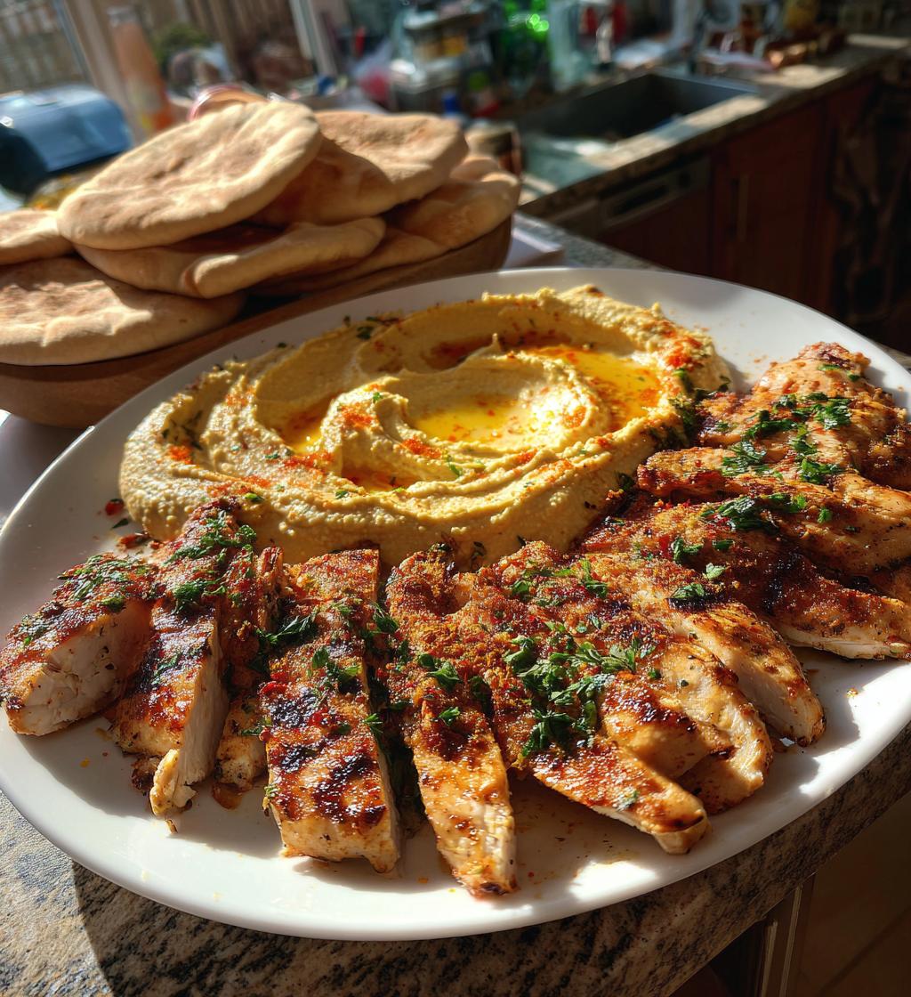 Grilled Chicken with Hummus and Pita - detail 1