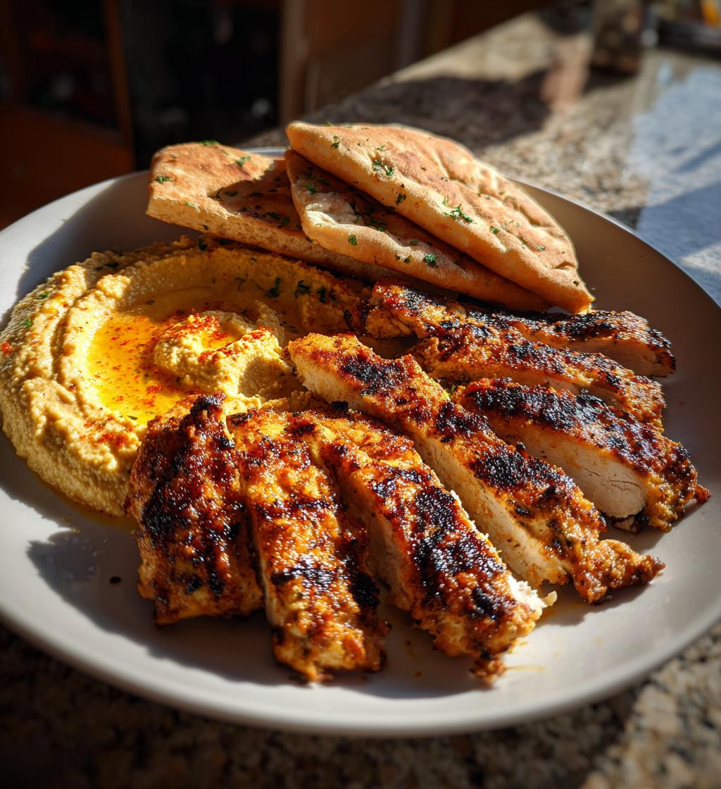 Grilled Chicken with Hummus and Pita