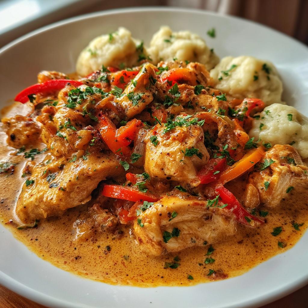 Hungarian Chicken Paprikash (Chicken and Dumplings) - detail 1