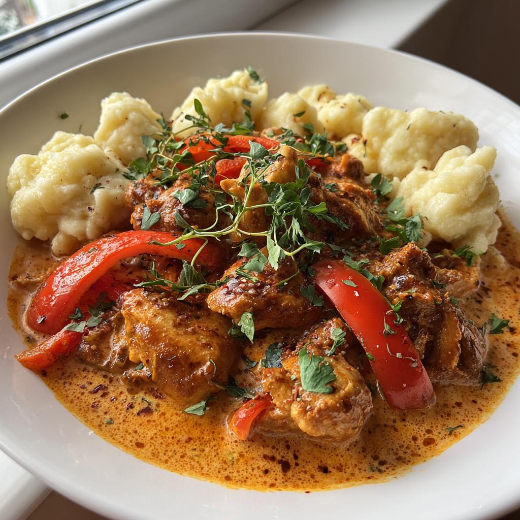 Hungarian Chicken Paprikash (Chicken and Dumplings)