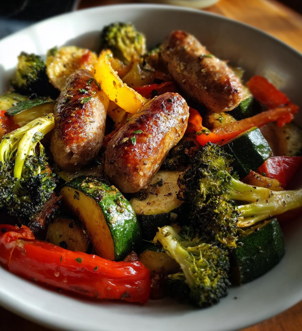 air fryer sausage and vegetables - detail 1