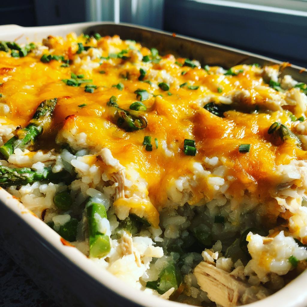 chicken rice and asparagus casserole - detail 1