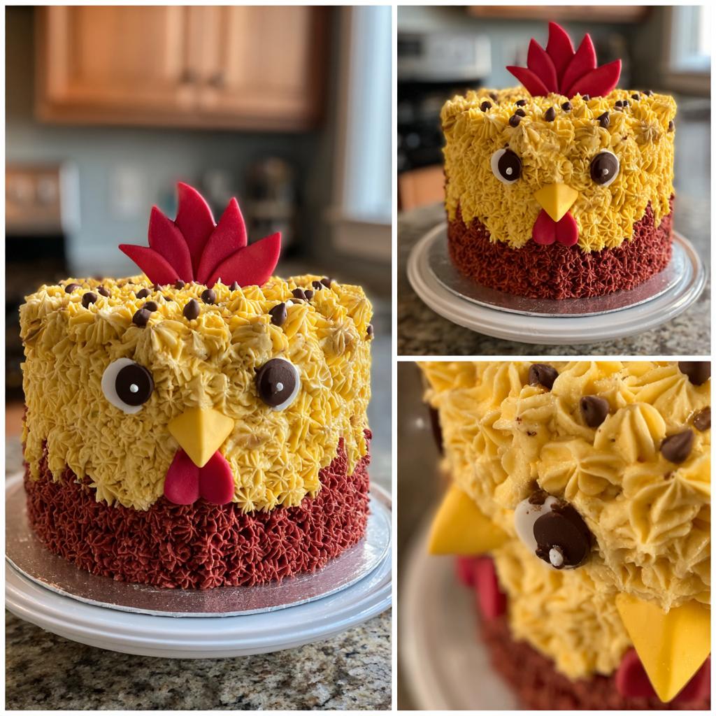 chicken themed cake - detail 1