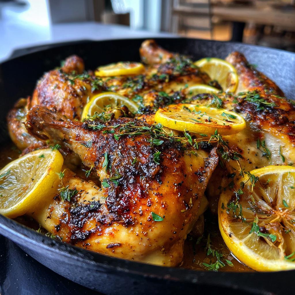 spatchcock chicken cast iron skillet - detail 1