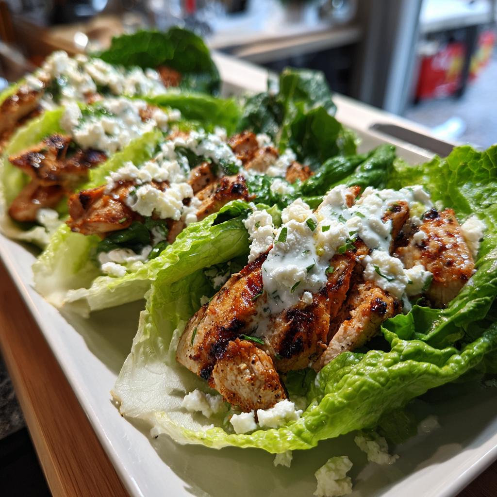 Greek Chicken Lettuce Wraps with Feta Sauce - detail 1