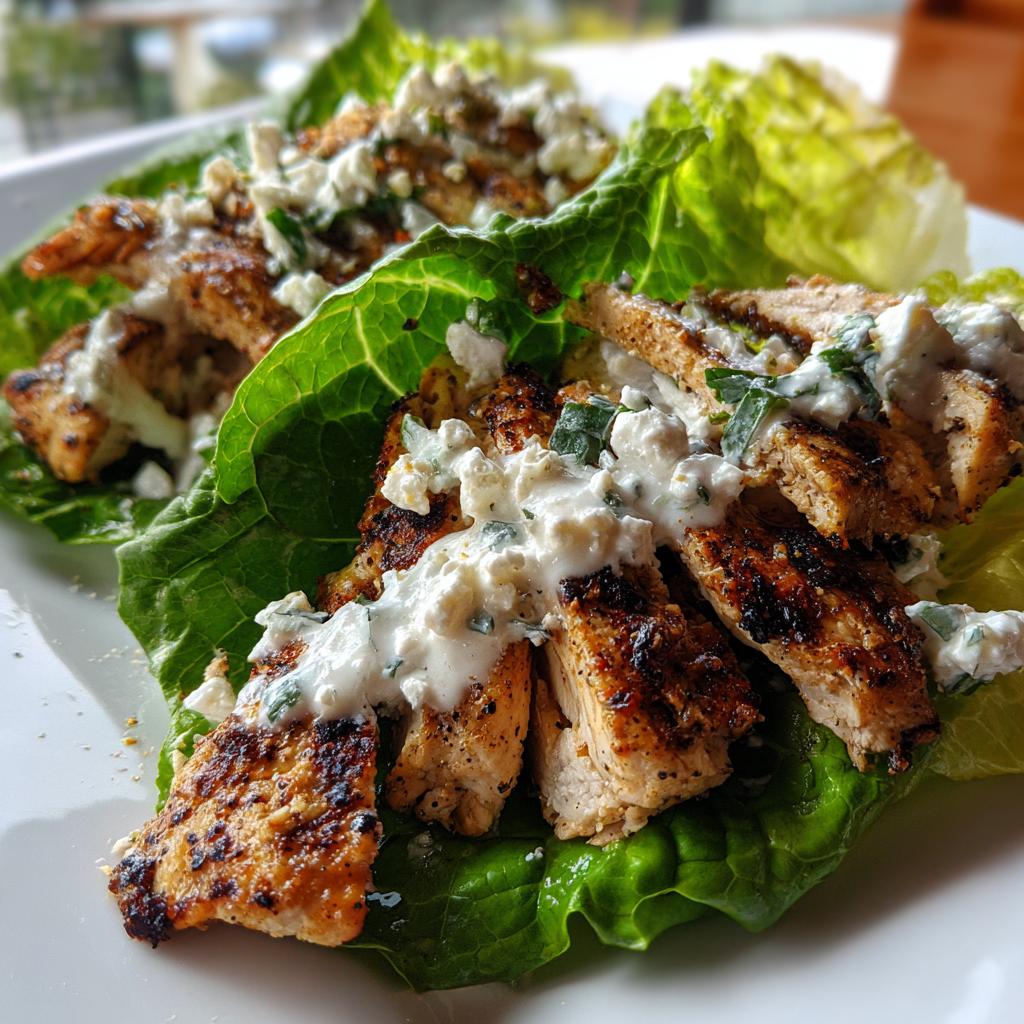 Greek Chicken Lettuce Wraps with Feta Sauce