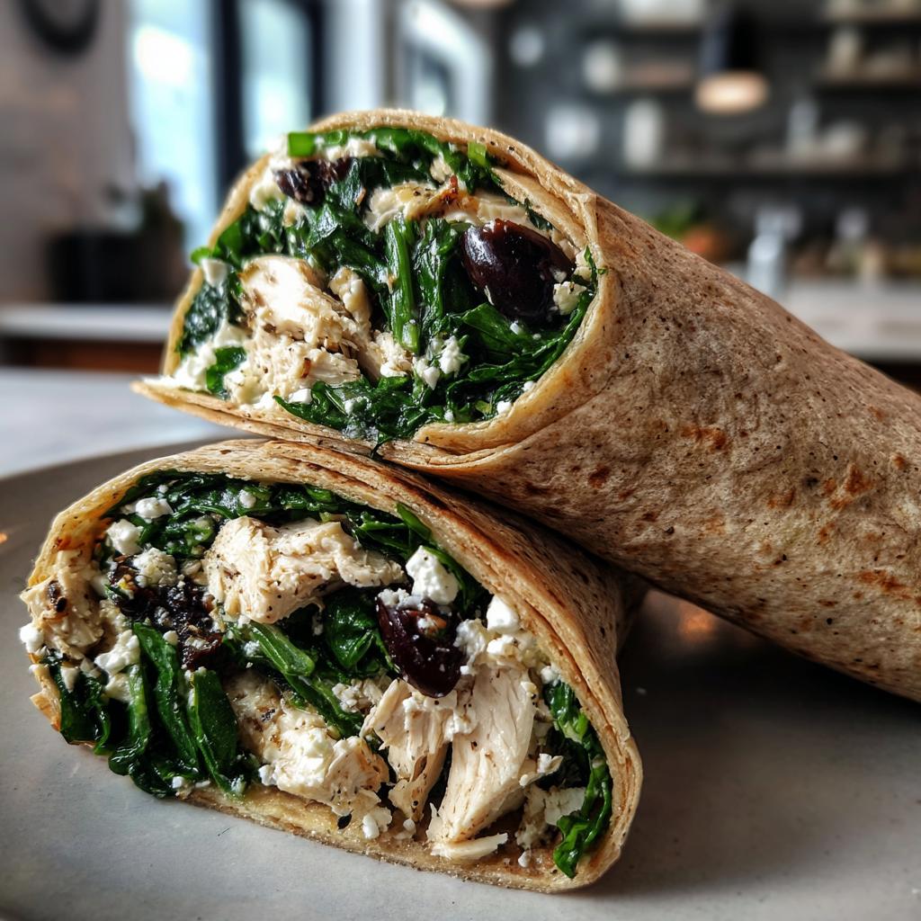 Greek Chicken Wraps with Spinach, Olives, and Feta - detail 1