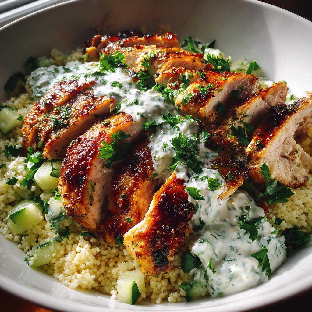 Herbed Chicken and Couscous Bowls with Tzatziki
