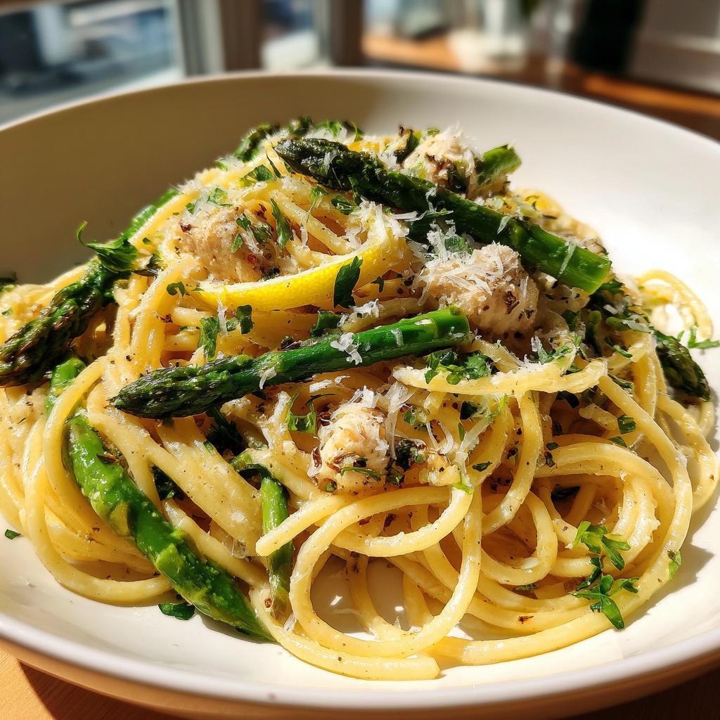 Lemon Asparagus and Chicken Pasta