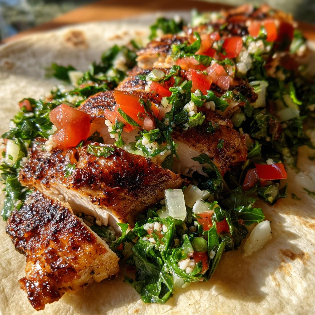 Lemon Oregano Chicken Wraps with Tabbouleh