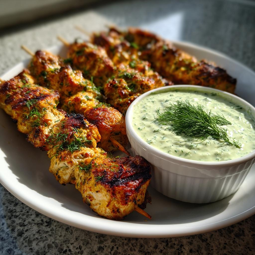 Mediterranean Chicken Skewers with Creamy Cucumber Sauce - detail 1