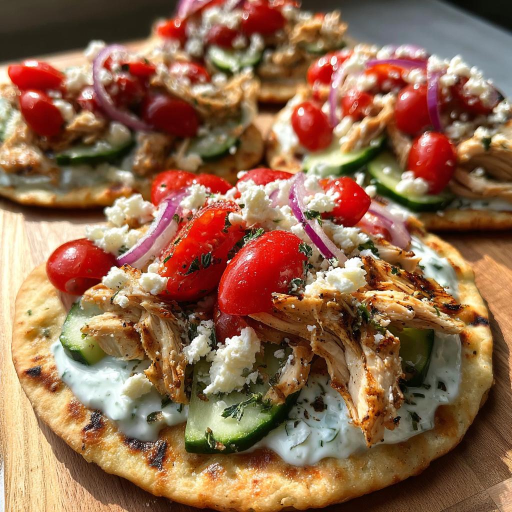 Mediterranean Chicken and Veggie Flatbreads