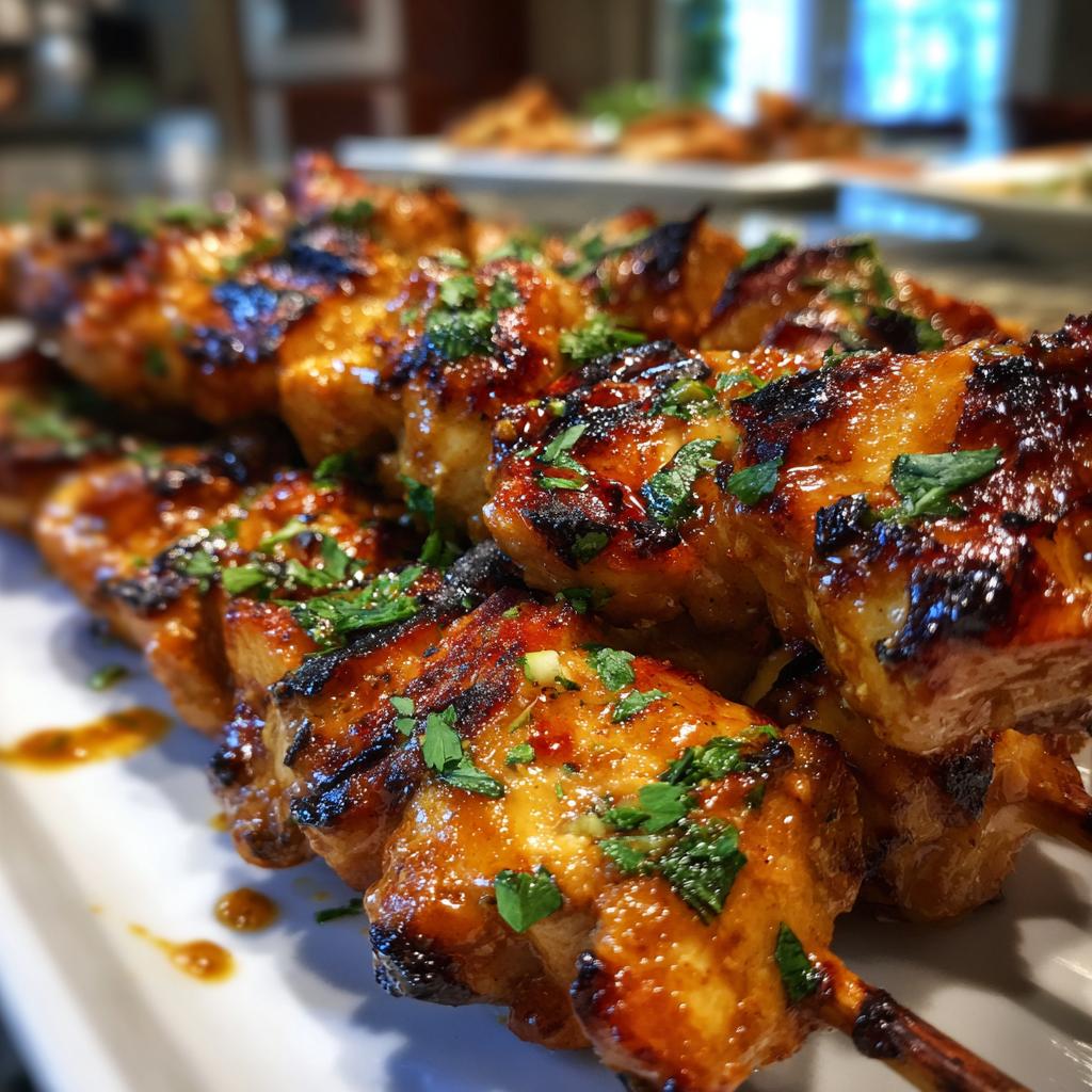 Spicy Peanut Chicken Skewers