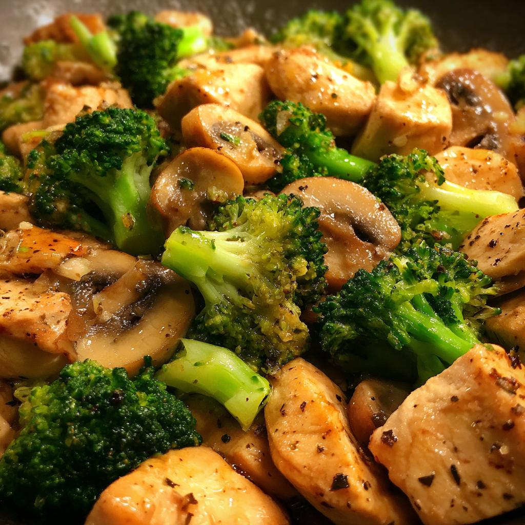 chicken broccoli mushroom - detail 1