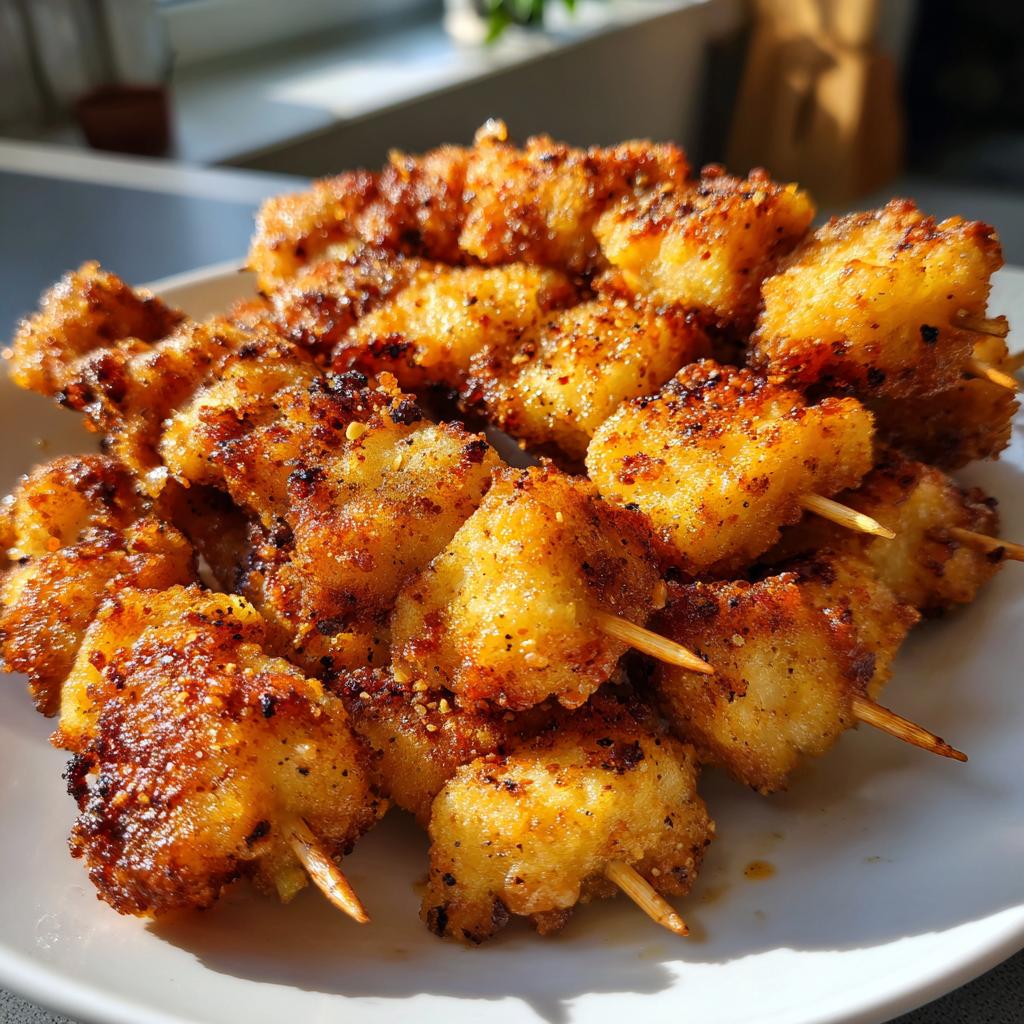 chicken on a stick fried - detail 1