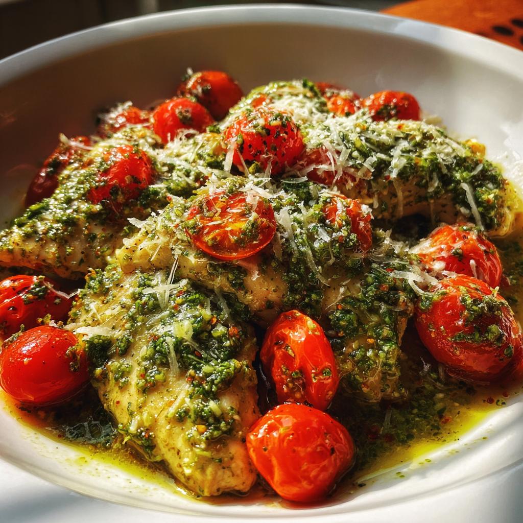 crockpot chicken pesto - detail 1