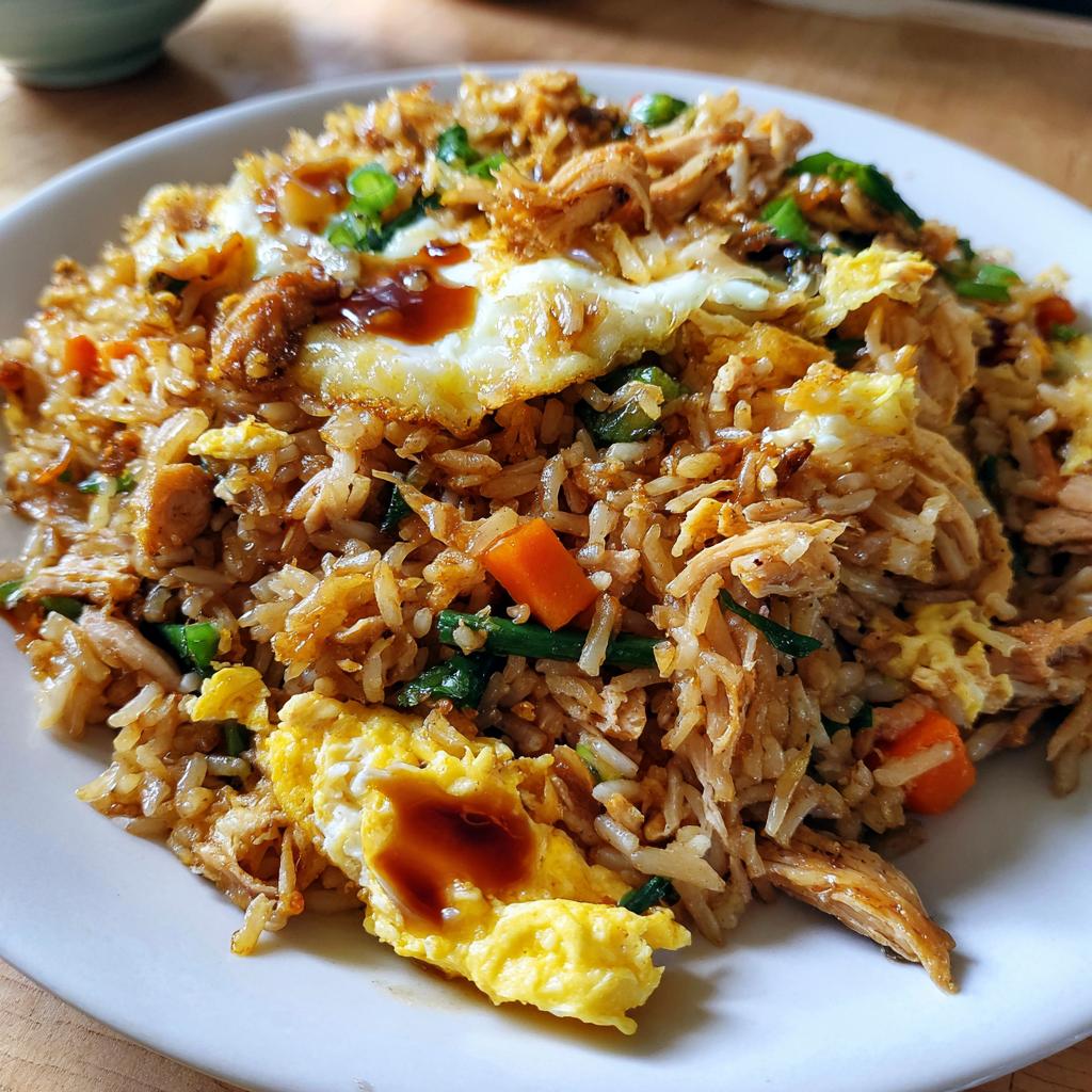 fried rice and chicken - detail 1