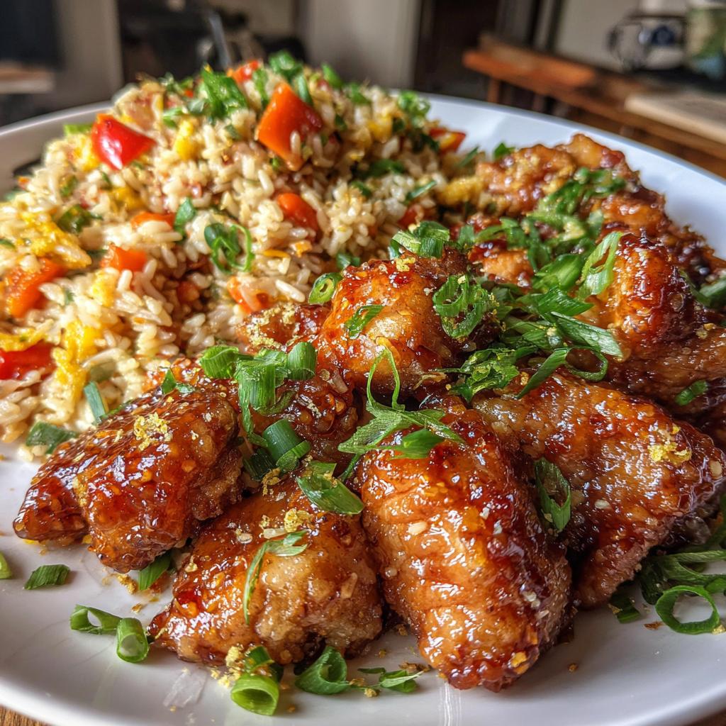 orange chicken and fried rice - detail 2