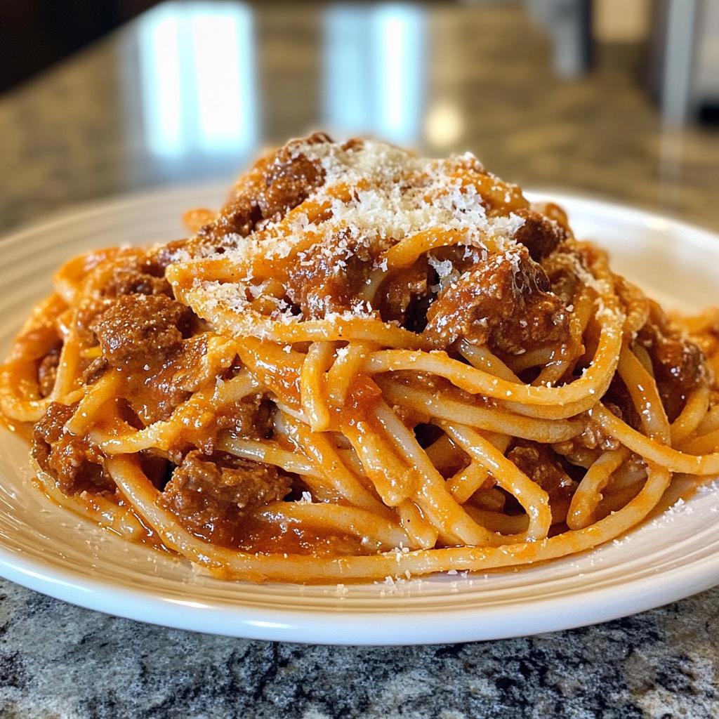 creamy velveeta linguine with italian beef marinara