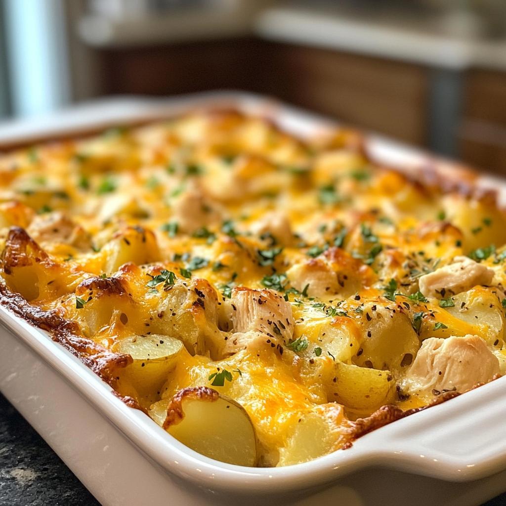 loaded chicken potato casserole - detail 1