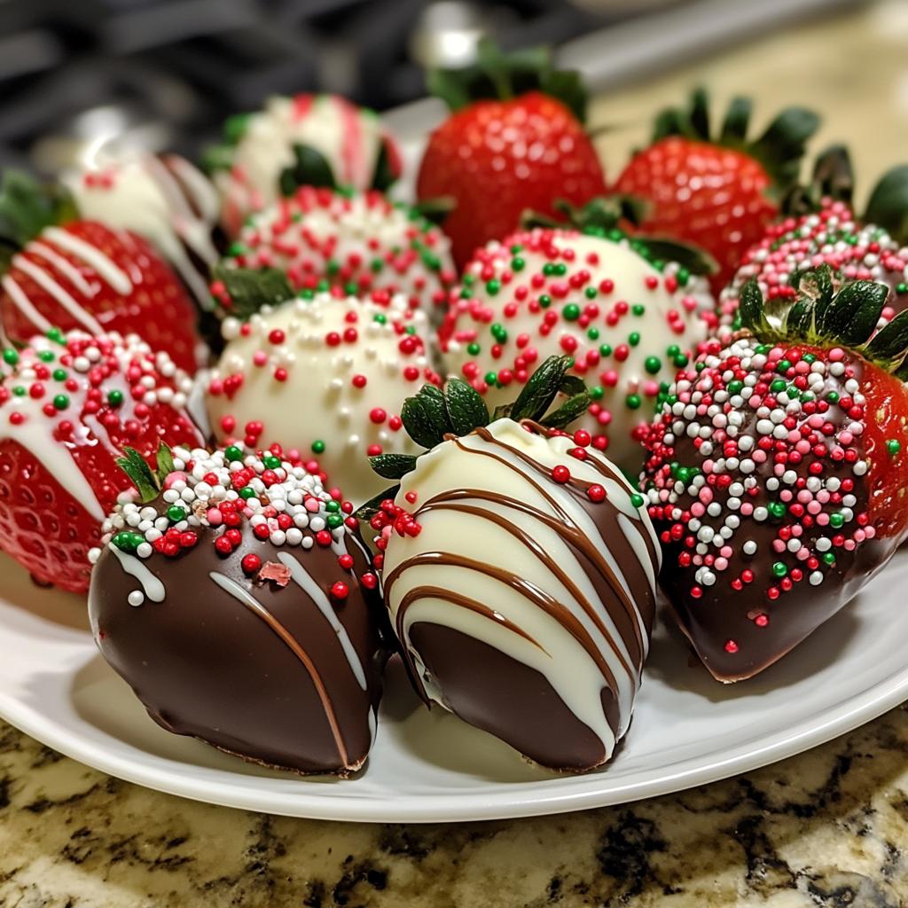Chocolate Dipped Strawberries (Christmas Style)