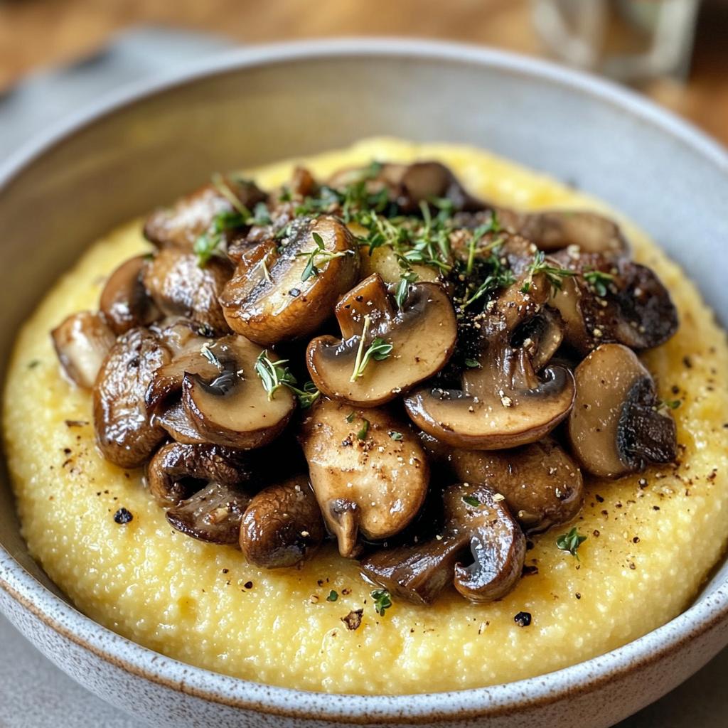 Polenta Breakfast with Mushrooms - detail 1