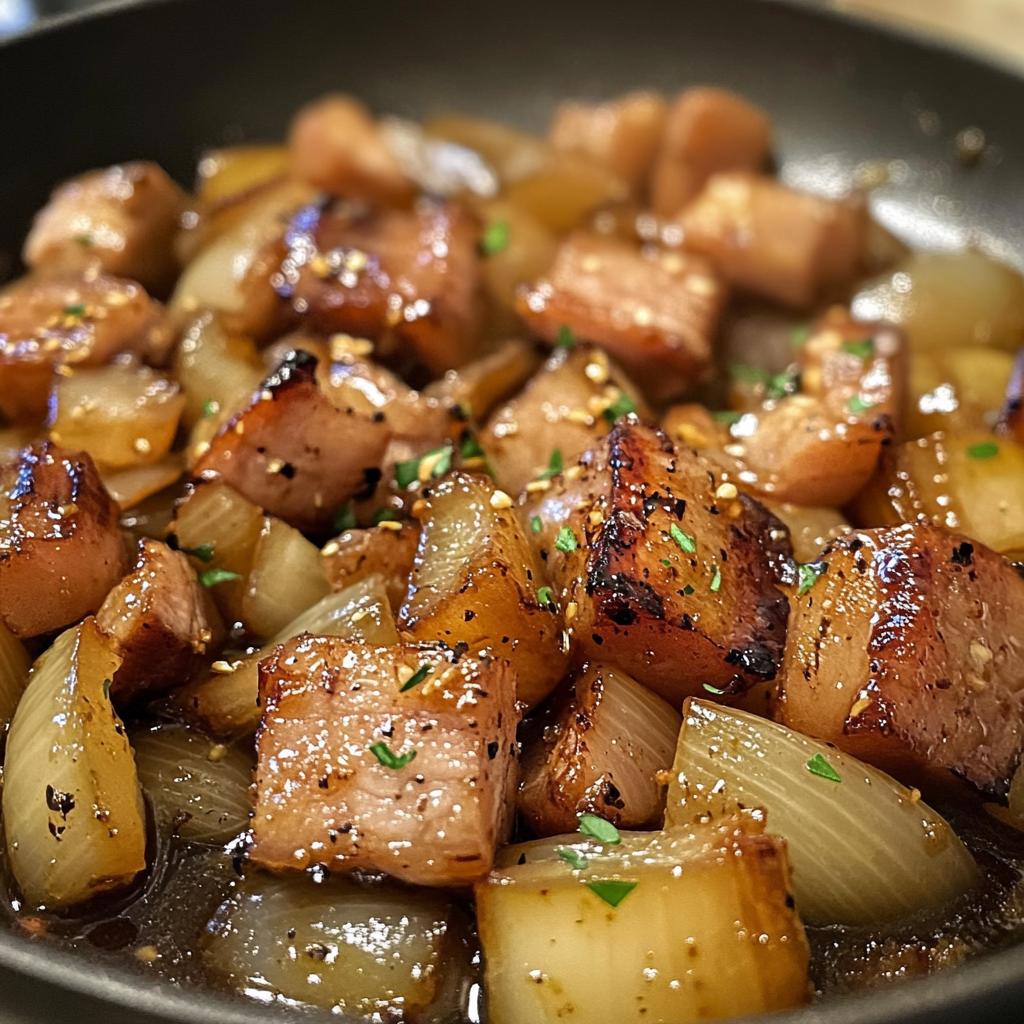 beer glazed onions and salt pork