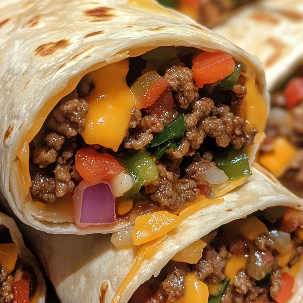 cheesy beef wraps