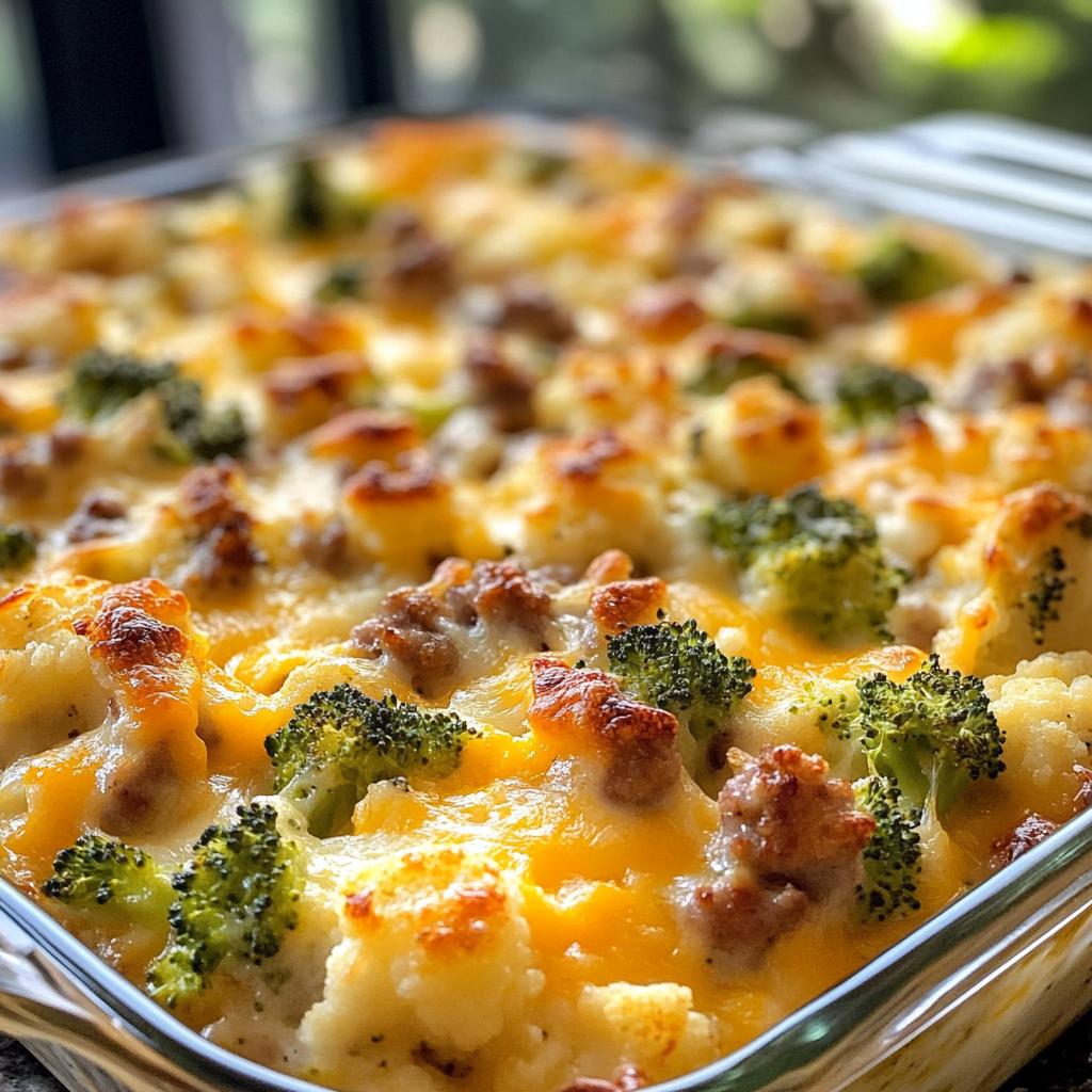 cheesy broccoli sausage and cauliflower casserole