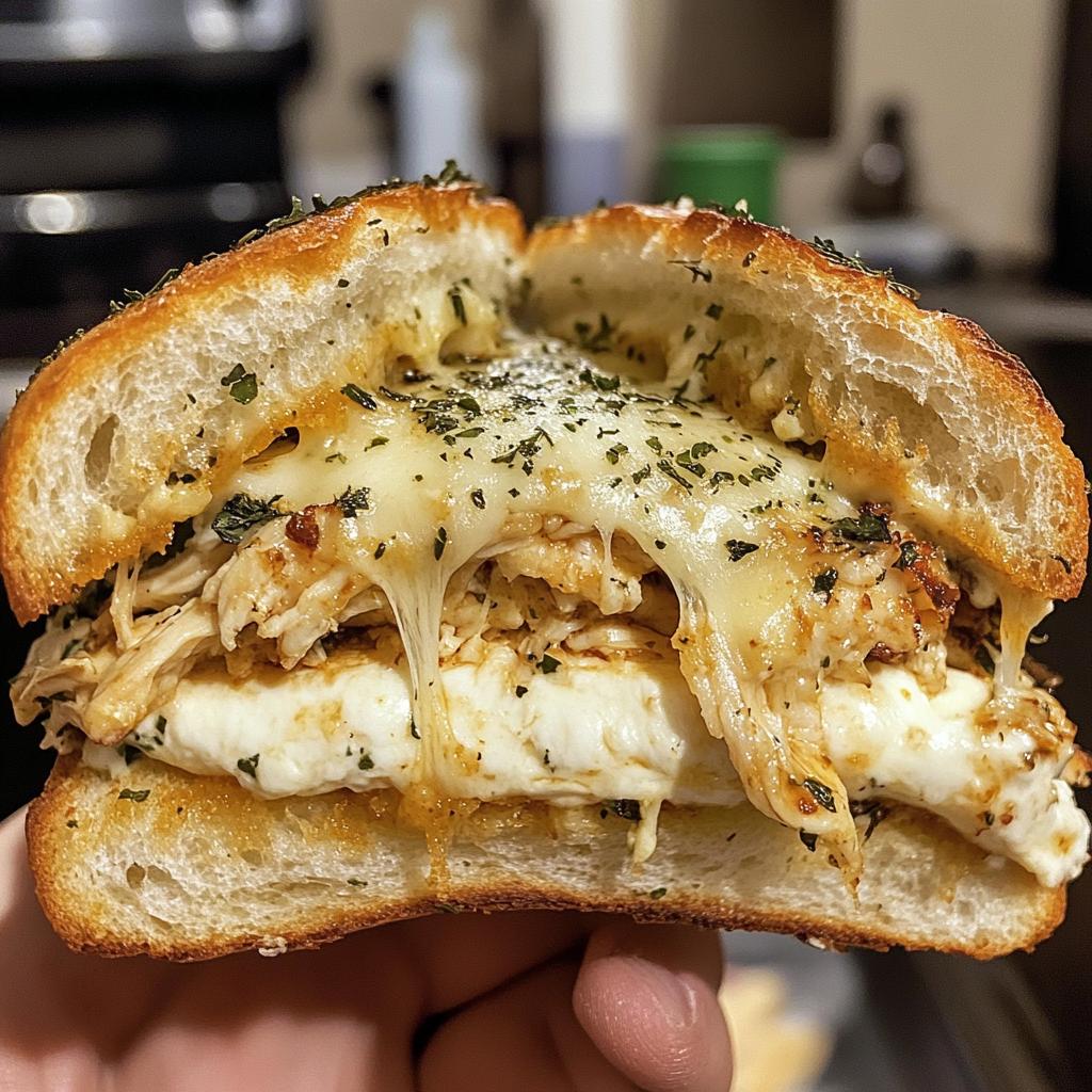 cheesy chicken garlic bread sandwich - detail 1