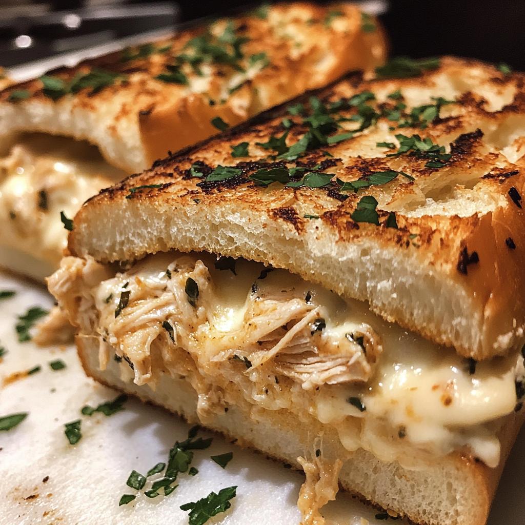cheesy chicken garlic bread sandwich