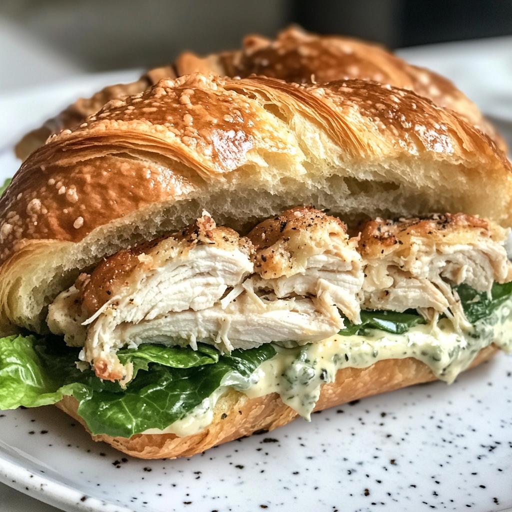 chicken caesar croissant sandwich - detail 1