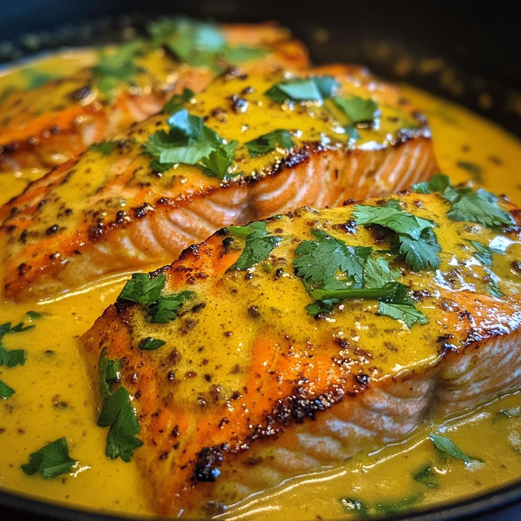 coconut curry salmon with garlic butter