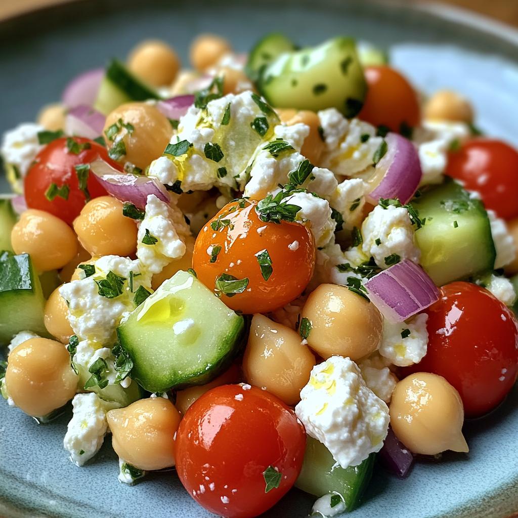 cottage cheese and chickpeas salad - detail 1