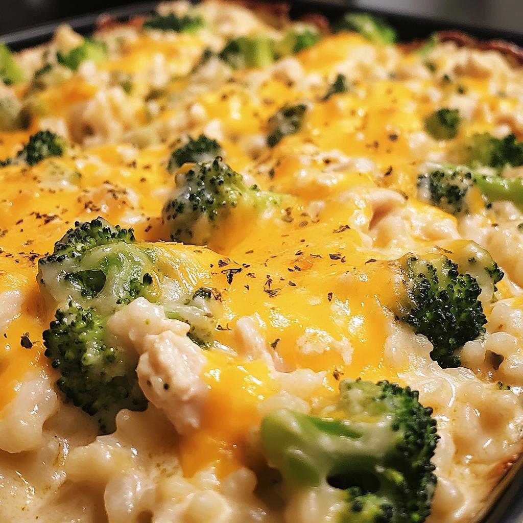 creamy chicken broccoli rice cheese casserole - detail 1