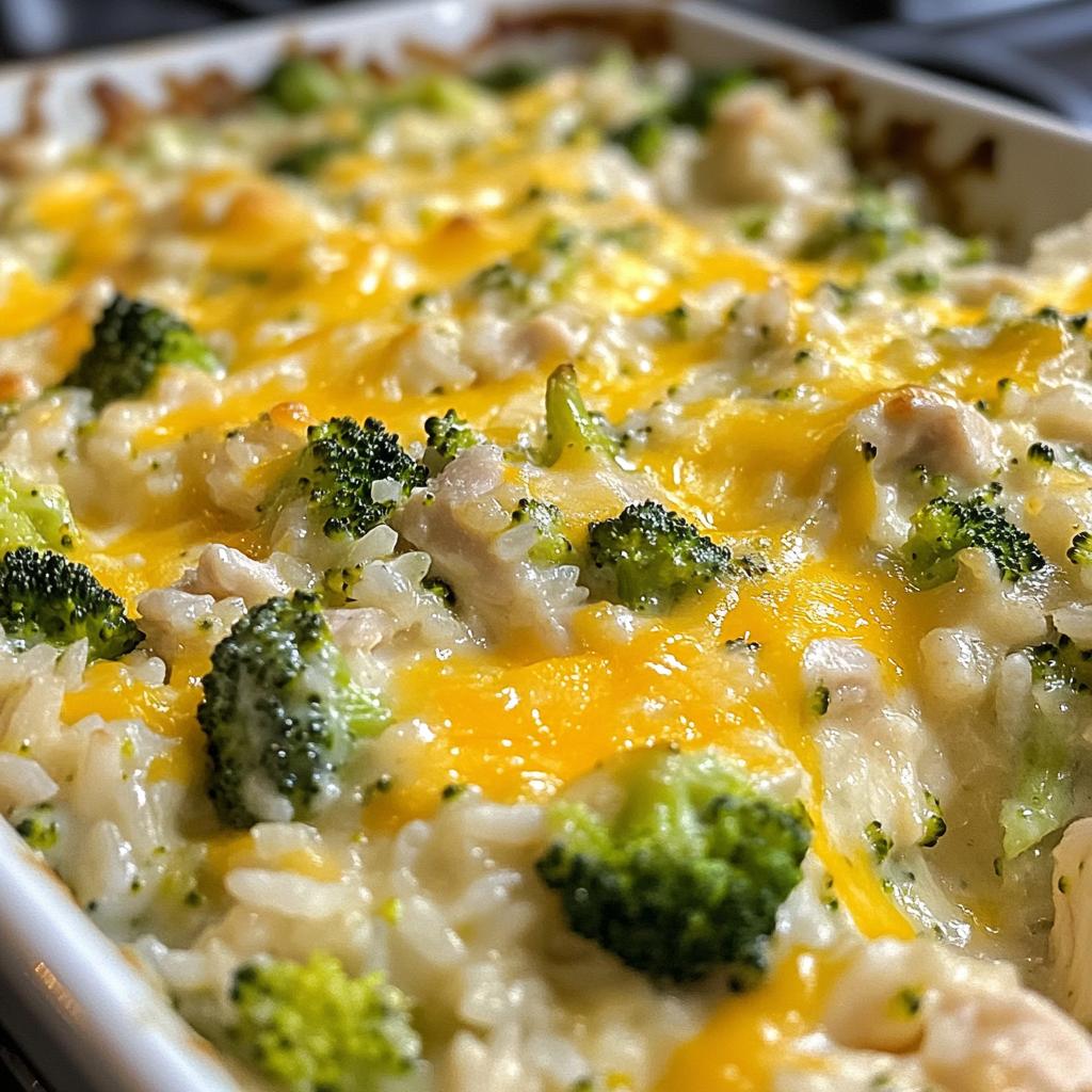 creamy chicken broccoli rice cheese casserole