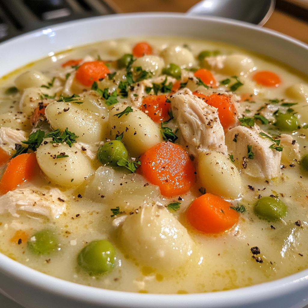 creamy crockpot chicken gnocchi soup - detail 1
