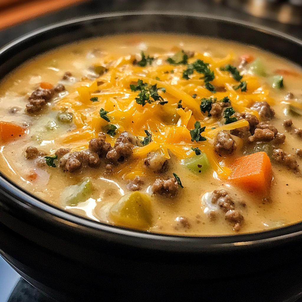 creamy hearty cheeseburger soup