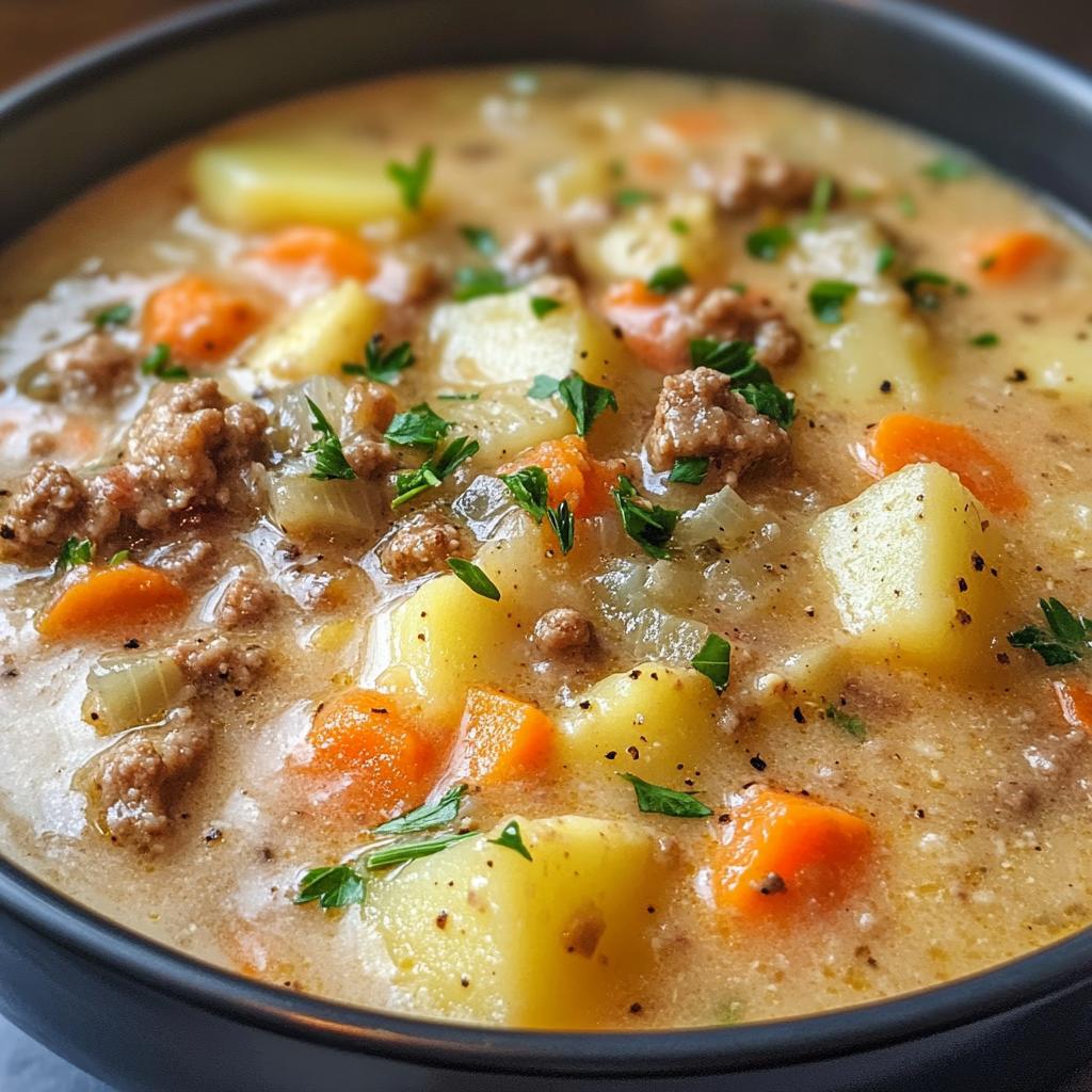 creamy potato and hamburger soup