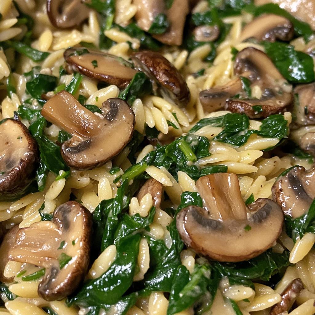 creamy spinach and mushroom orzo