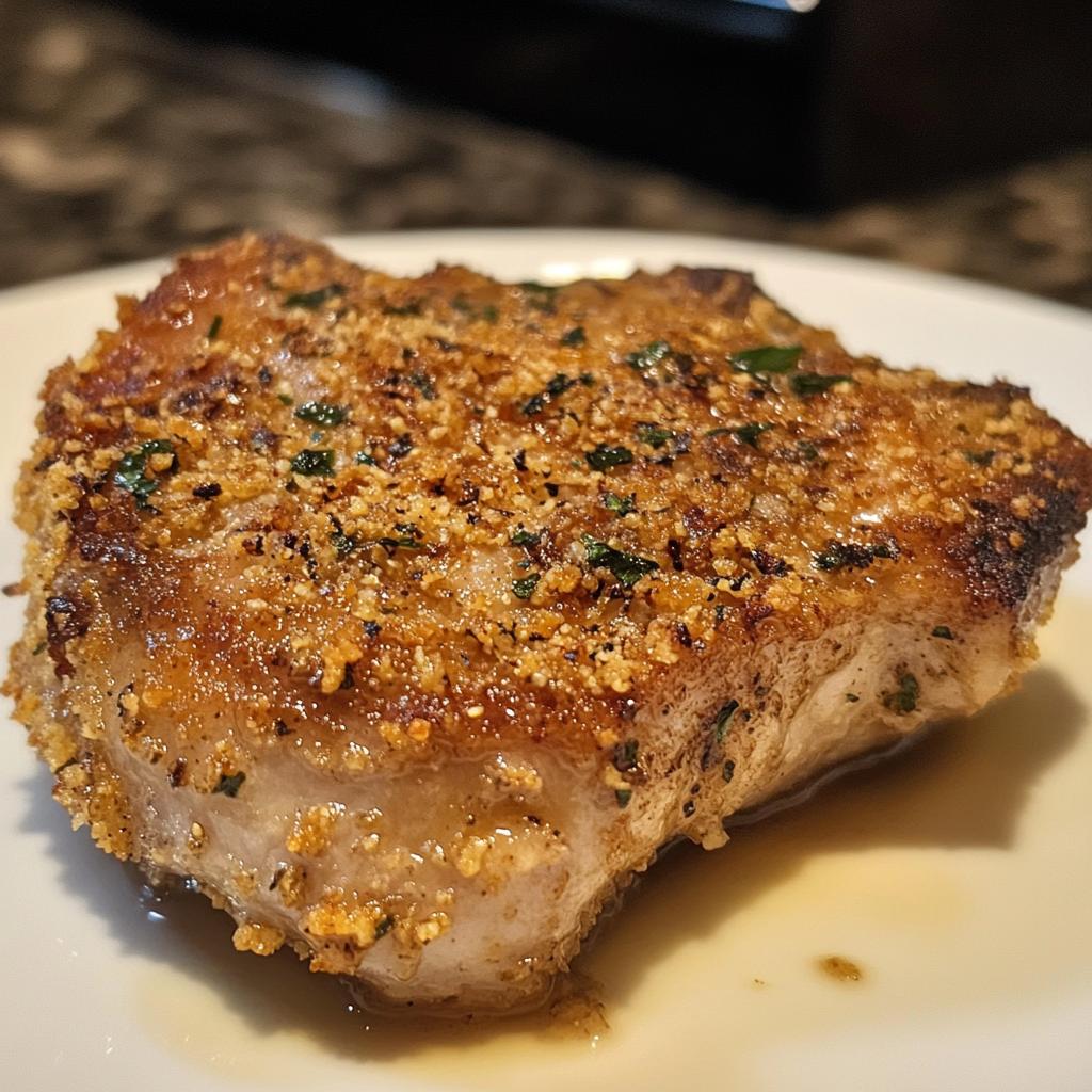 crispy garlic parmesan pork chops - detail 1